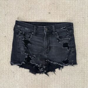 American Eagle Hi-Rise Shortie Distressed Shorts